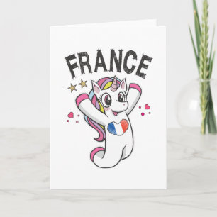 France Soccer Fan Unicorn with heart flag Card