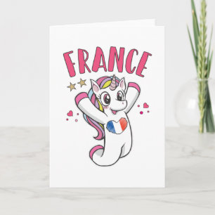 France Soccer Fan Unicorn with heart flag Card