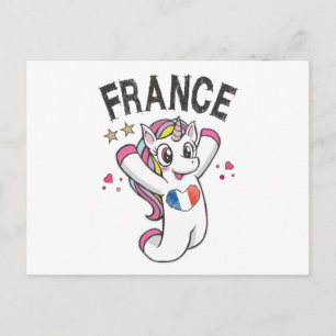 France Soccer Fan Unicorn with heart flag Postcard