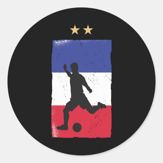 France Soccer Football Fan Shirt French Flag Classic Round Sticker (Front)