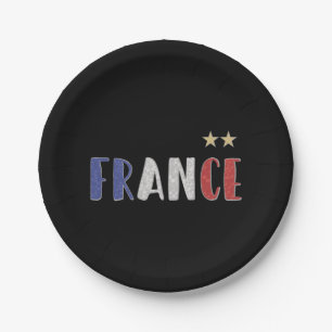 France Soccer Football Fan Shirt French Flag Paper Plate
