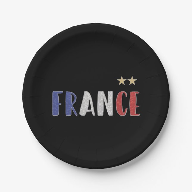 France Soccer Football Fan Shirt French Flag Paper Plate (Front)