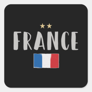 France Soccer Football Fan Shirt French Flag Square Sticker