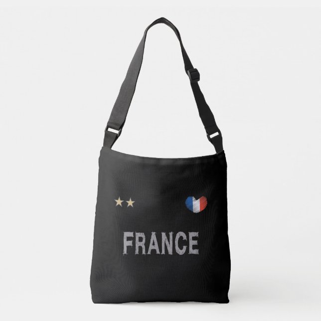 France Soccer Football Fan Shirt Heart Crossbody Bag (Front)