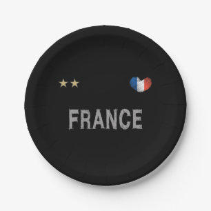 France Soccer Football Fan Shirt Heart Paper Plate