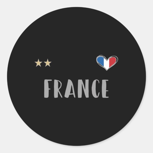 France Soccer Football Fan Shirt with Heart Classic Round Sticker (Front)