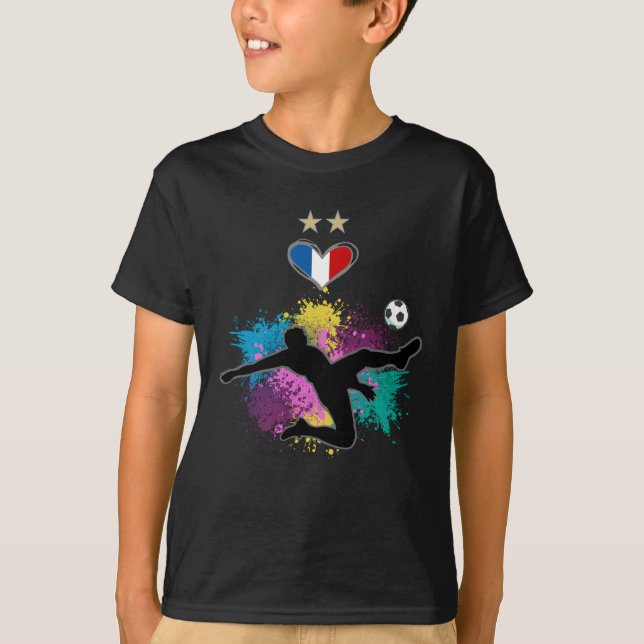 France Soccer Football Fan Shirt with Heart Splash (Front)