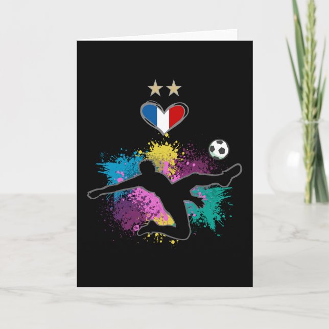 France Soccer Football Fan Shirt with Heart Splash Card (Front)