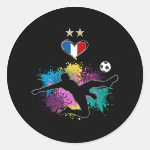 France Soccer Football Fan Shirt with Heart Splash Classic Round Sticker