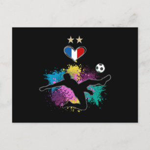 France Soccer Football Fan Shirt with Heart Splash Postcard