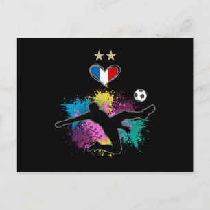 France Soccer Football Fan Shirt with Heart Splash Postcard