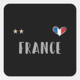France Soccer Football Fan Shirt with Heart Square Sticker