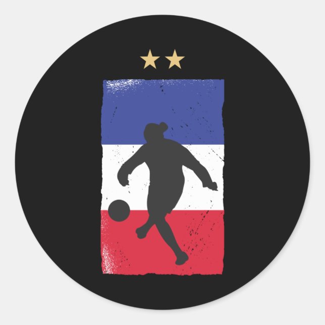 France Soccer Jersey Football Fan French Flag Classic Round Sticker (Front)