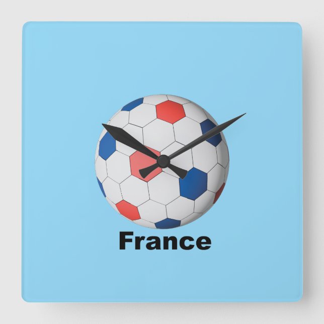 France Soccer Square Wall Clock (Front)