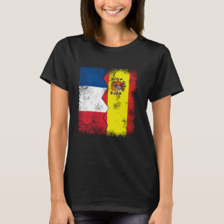 France Spain Flags Half España Spanish French Root T-Shirt