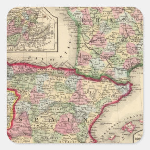 France, Spain, Portugal Map by Mitchell Square Sticker
