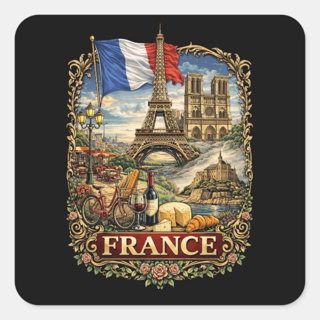 France Square Sticker (Front)