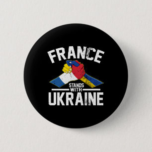 France Stands With Ukraine Ukrainian French Flag T 6 Cm Round Badge