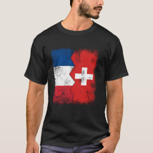 France Switzerland Flags  Half Swiss French Roots  T-Shirt