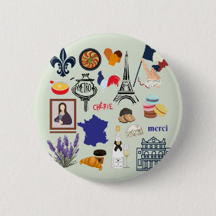 France Symbols 6 Cm Round Badge
