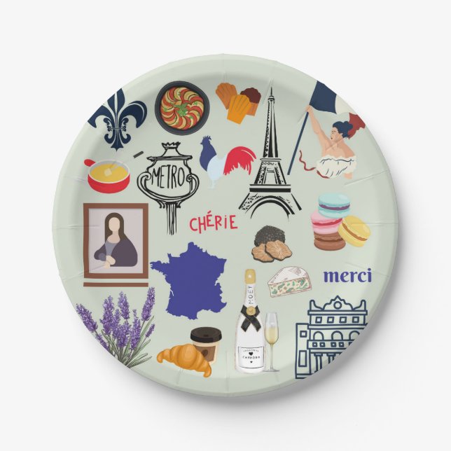 France Symbols Paper Plate (Front)