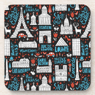 France Symbols Pattern Coaster