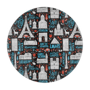 France Symbols Pattern Cutting Board