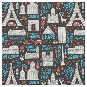 France Symbols Pattern Fabric