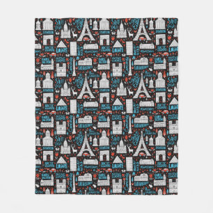 France Symbols Pattern Fleece Blanket