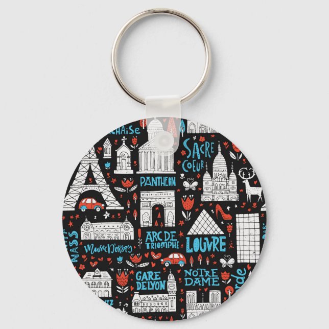 France | Symbols Pattern Key Ring (Front)