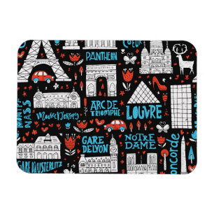 France Symbols Pattern Magnet