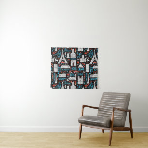 France Symbols Pattern Tapestry