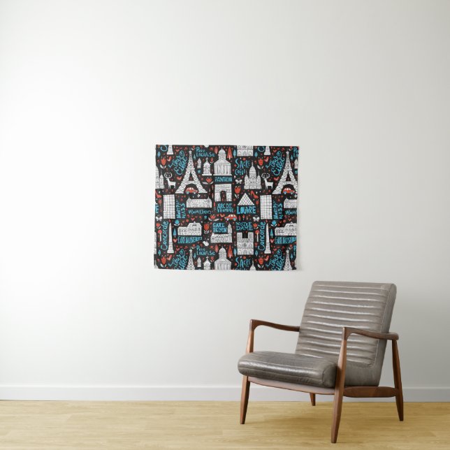 France | Symbols Pattern Tapestry (In Situ (Horizontal))