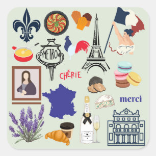 France Symbols Square Sticker