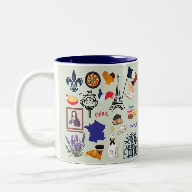 France Symbols Two-Tone Coffee Mug (Left)