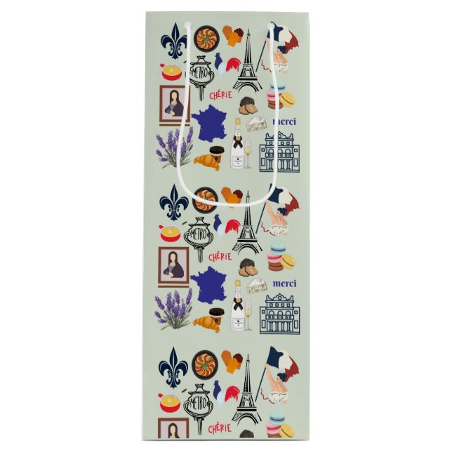  France Symbols Wine Gift Bag (Front)