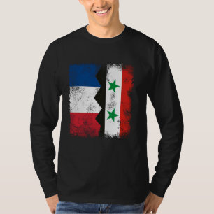 France Syria Flags Half Syrian French Roots Vintag T-Shirt
