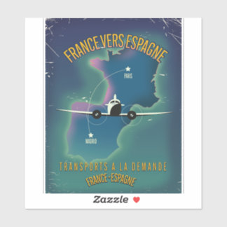 France To Spain vacation poster