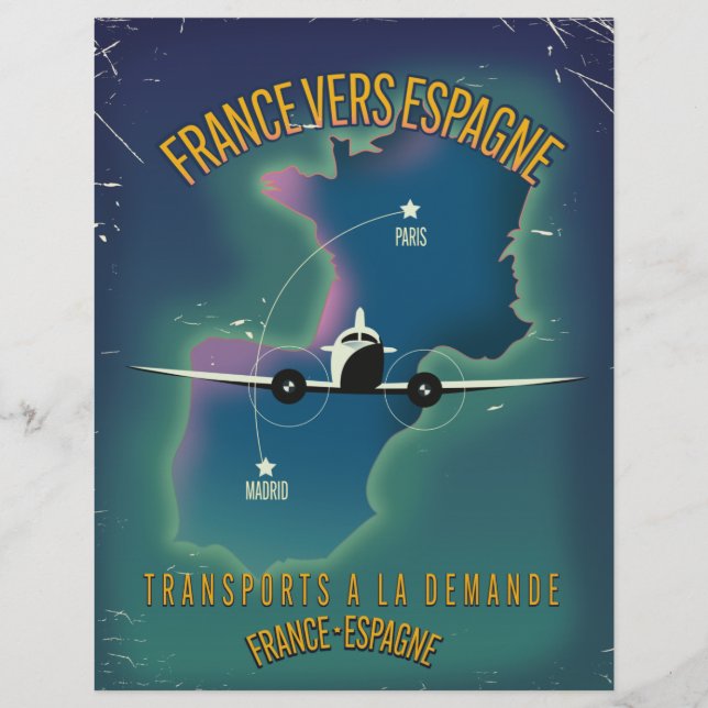 France To Spain vacation poster Custom Letterhead (Front)