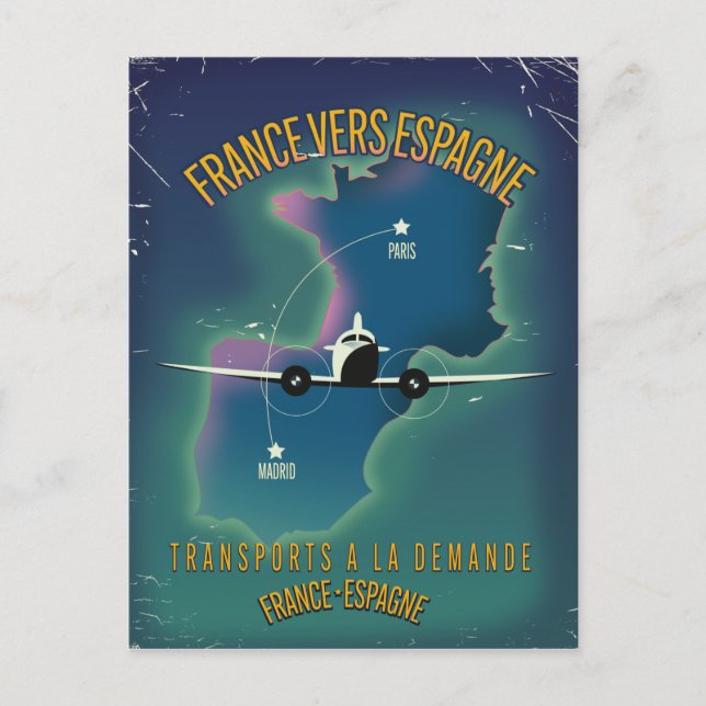 France To Spain vacation poster Postcard (Front)