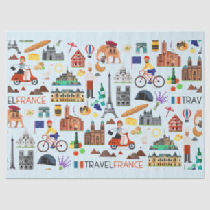 France Travel Icons Design Tissue Paper