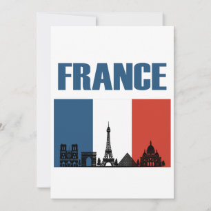 France Travel - Paris City Skyline French Flag