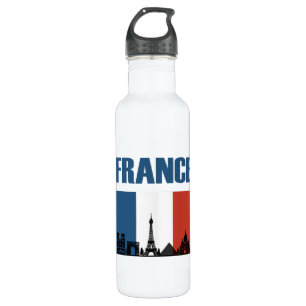 France Travel - Paris City Skyline French Flag 710 Ml Water Bottle
