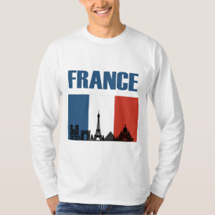 France Travel - Paris City Skyline French Flag T-Shirt