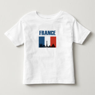 France Travel - Paris City Skyline French Flag Toddler T-Shirt