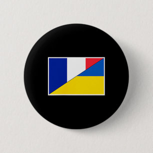France Ukraine Flag French Ukrainian Support Citiz 6 Cm Round Badge