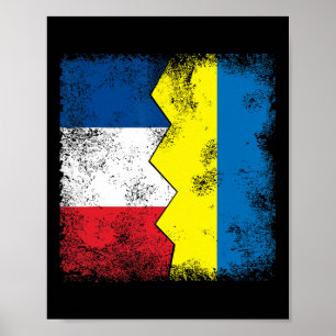 France Ukraine Flags Half Ukrainian French Roots P Poster