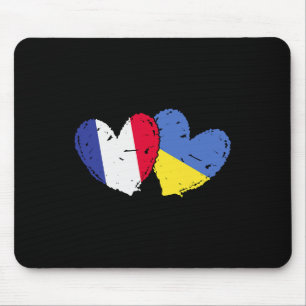 France Ukraine Heart Flags French Ukrainian Dual F Mouse Mat