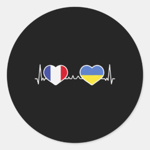 France Ukraine Heart Love Heart Line Classic Round Sticker