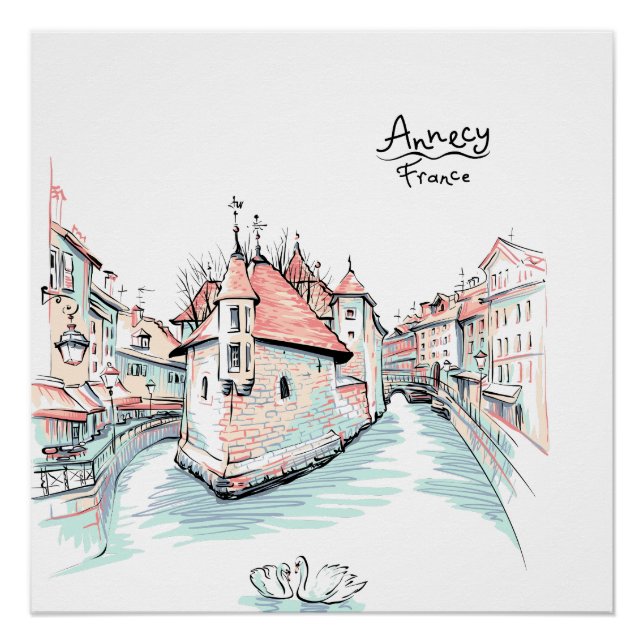 France Village Sketch Poster (Front)